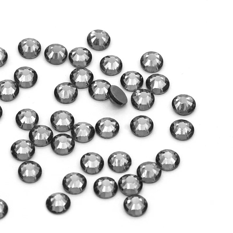 Black Rhinestones For Nails Round Shape Hotfix Stones And Crystals SS3 - SS30 Flatback Rhinestone Glass Strass Hotfix