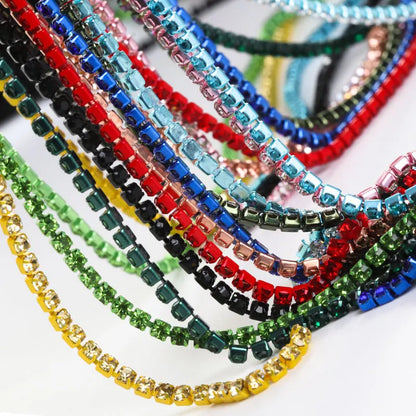 1/10Yard Flatback Rhinestone Chain Glitter Crystal Sew On Glue On Rhinestones for Clothes DIY Garment Accessories Trim Cup Chain