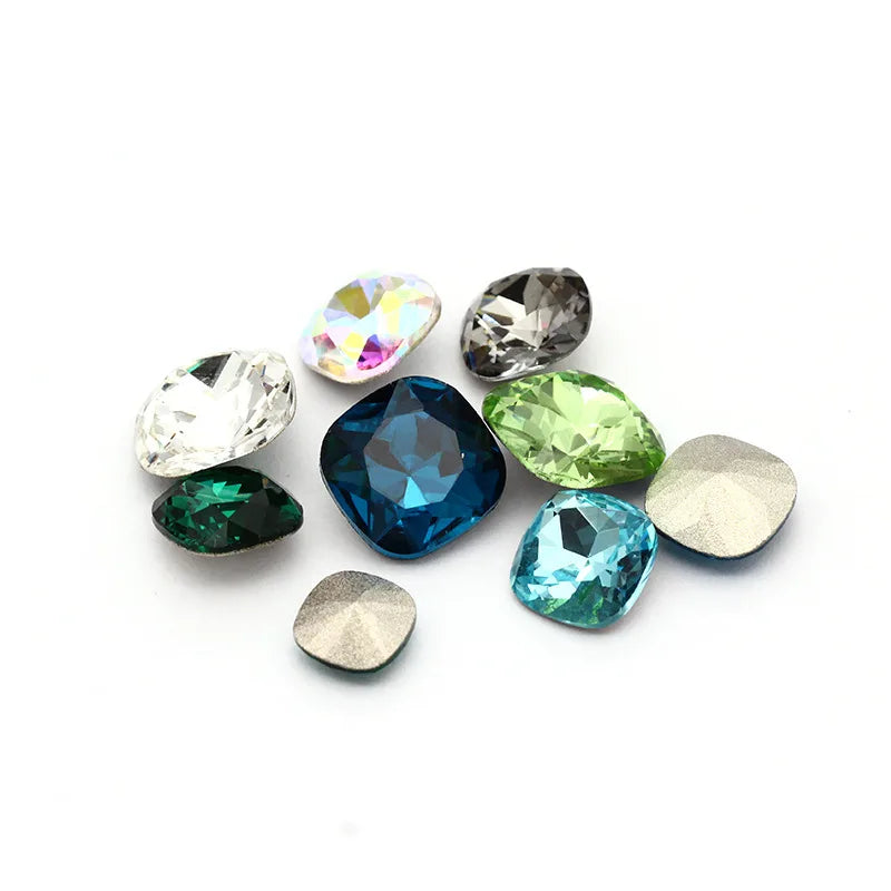 All Sizes Bright Shining Fat Square K9 Loose Rhinestones Piontback Strass Crystal Glue on Clothing Jewelry Accessories