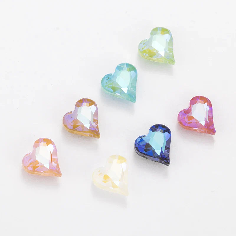 tony bead MI Series Heart Shaped Shiny Crystal Loose Rhinestones K9 Glass Strass Crystal Glue on Clothing Crafts Jewelry Beads