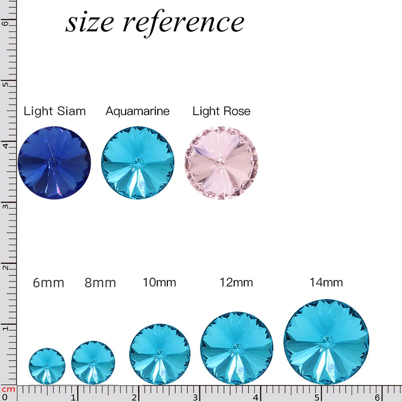 Blue Rose Mixed Round Crystal K9 Glass Rhinestones Applique Fancy Stones for Craft Glue Christmas Clothing Garment Decoration