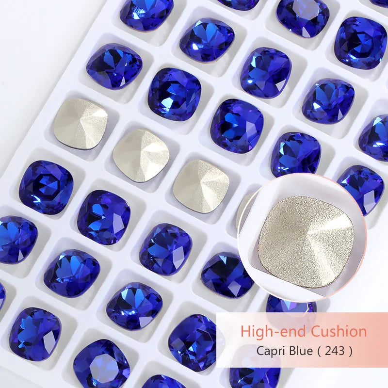 K9 Glass Crystals Crafts Pointback Loose Stones Square Crystals For Clothes Bags DIY Jewelry Decoration Garments Strass