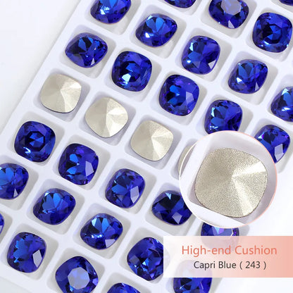 K9 Glass Crystals Crafts Pointback Loose Stones Square Crystals For Clothes Bags DIY Jewelry Decoration Garments Strass