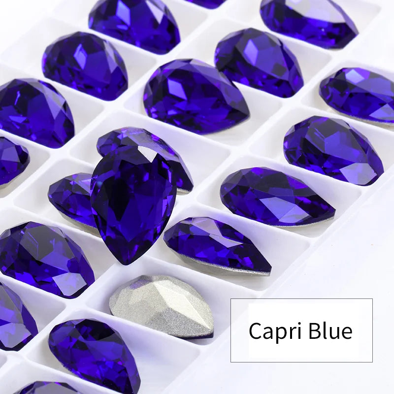 Twinkling Violet Tear Drop K9 Glass Rhinestones Glass Crystal Pointback Rhinestones Glue on Garment Crafts Jewelry Accessories