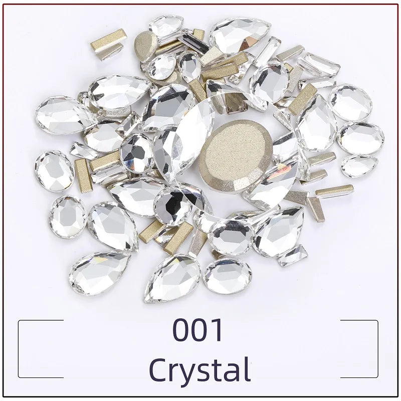 20Pcs/Lot Glitter Mixed Flatback Rhinestones Nail Art Accessories Crystals for Nails Self-adhesive Rhinestones Glass DIY Jewelry