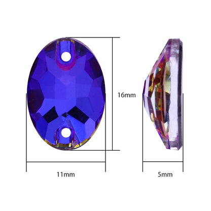 Shiny Sparkly Oval K9 Glass Sew on Rhinestones Fashion Glass Strass Crystal Flat Back Buttons Sew on Clothing Crafts Handicrafts