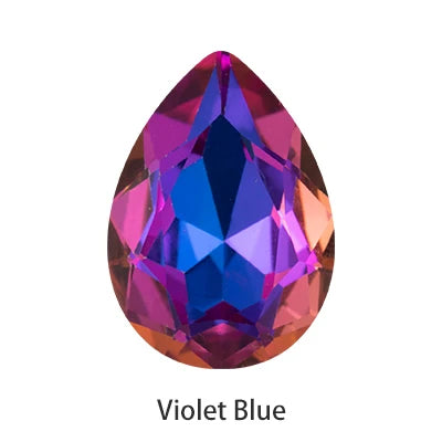 Colorful Sparkly Violet Blue Tear Drop K9 Glass Loose Rhinestones Piontback Strass Crystal Glue on Clothes Jewelry Accessories