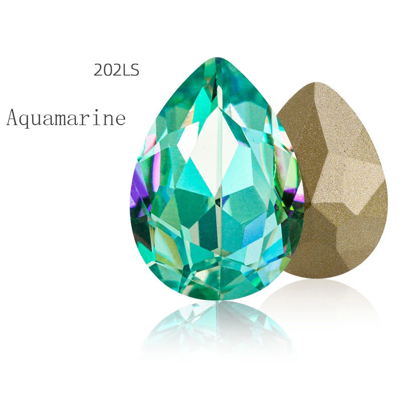 Blue Rhinestones Pointback 7x10mm Shiny Glue On Nails Glass Strass High Quality K9 Glass DIY Crystal Stones