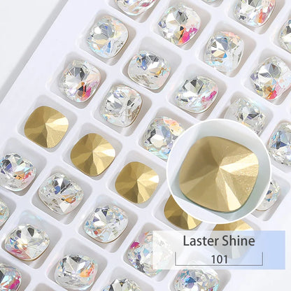 K9 Glass Crystals Crafts Pointback Loose Stones Square Crystals For Clothes Bags DIY Jewelry Decoration Garments Strass
