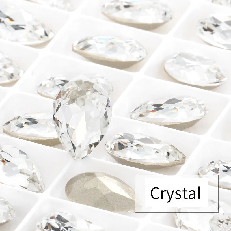 Twinkling Violet Tear Drop K9 Glass Rhinestones Glass Crystal Pointback Rhinestones Glue on Garment Crafts Jewelry Accessories