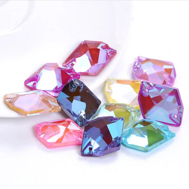 13x17mm Flatback Sew On Stones Shiny K9 Glass Crystal Strass Mocha Fluorescence Color Dress Clothes Decoration Stones