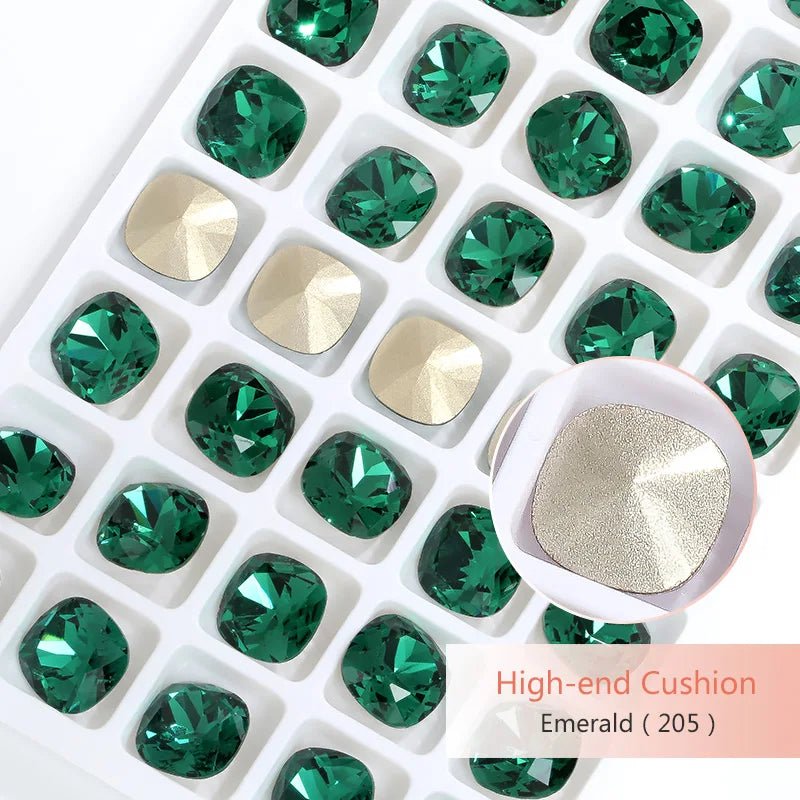 10Pcs Cushion Shaped K9 Glass Crystals for Crafts Sew On Rhinestones Crystal Stone Glue On Pointback Rhinestones for Needlework