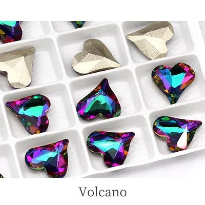 12x13mm Heart Shape Glass Pointback Rhinestones Crystal Glue-on Rhinestones Clothes Decoration Strass Stones DIY Accessories