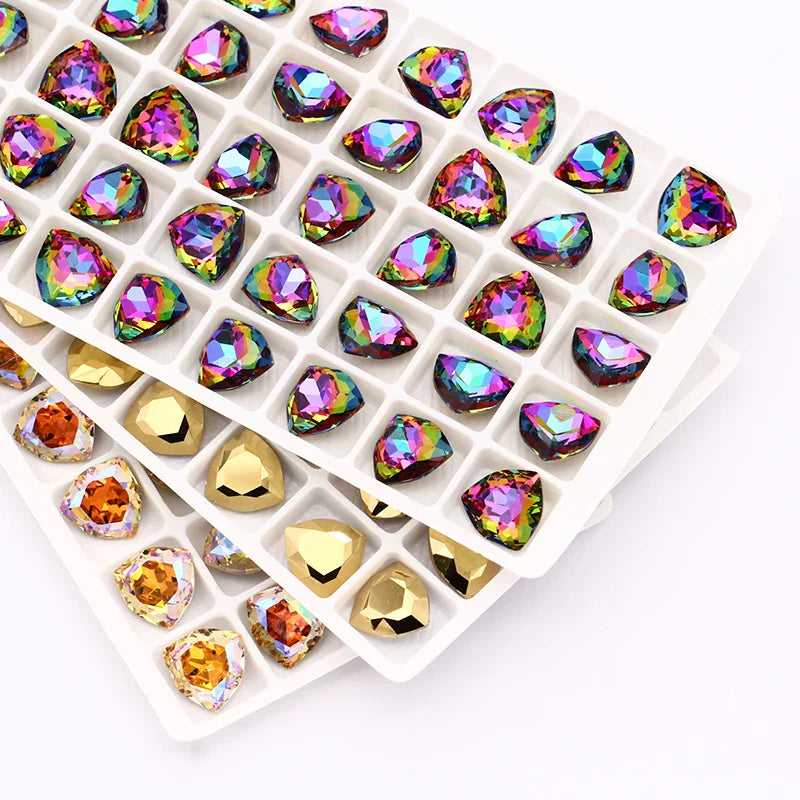 tony bead Iridescent Shimmer Trilliant K9 Glass Loose Rhinestones Pointback Strass Crystal Glue on Clothing Crafts DIY Jewelries