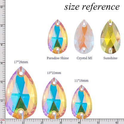 Colorful Tear Drop Sewing Rhinestones K9 Glass Rhinestones Jewelry Accessories Wedding Dress Crystals Stones