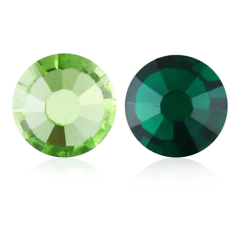 Green Glass Strass Round Shape ss3 - ss30 Rivoli Rhinestones Flatback None Hotfix Rhinestones Glue On Nails Crystals Stone