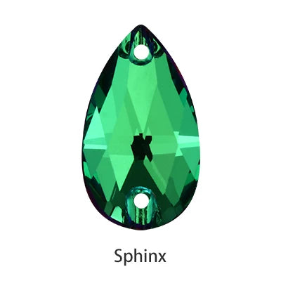 Sphinx Green K9 Glass Strass Crystal Sew on Rhinestones for Clothing Crafts Tear Drop Stones Flat Back Buttons Sew on Bags Dress