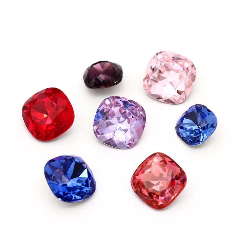 tony bead Fresh Color Twinkling Fat Square K9 Loose Rhinestones Piontback Strass Crystal Glue on Clothing Jewelry Accessories