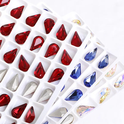 8x13mm Nail Art Rhinestones Glitter AB Color Crystal Stone Drop Shape Pointback Nail Gems Strass cristal pedras e cristais