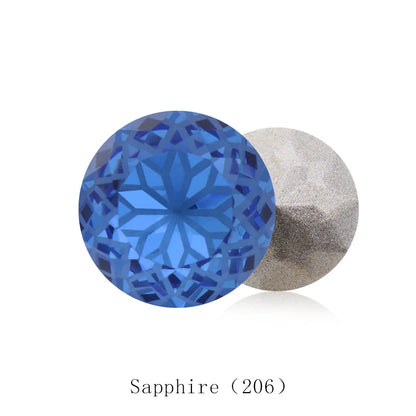 New Arrival 14mm Round Rhinestones Pointback Glass Rivoli Crystal Strass Flower Printing Inside Shiny Glue On Stones