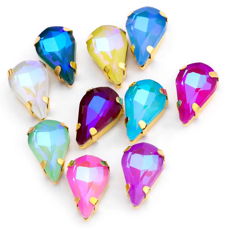 8x13mm Drop Shape Rhinestone Sewing on Stones Clothes Decorations Glass Strass Crystal DIY Crafts Gemstone Bag Accessories