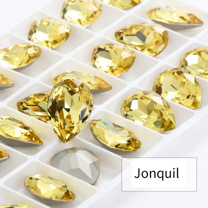 Twinkling Violet Tear Drop K9 Glass Rhinestones Glass Crystal Pointback Rhinestones Glue on Garment Crafts Jewelry Accessories