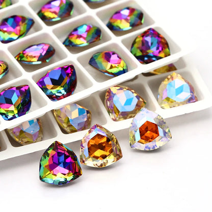 Glitter Diamond K9 Glass Rhinestones for Needlework Pointback Crystals Rhinestones Decorations DIY Jewelry Making Accessories