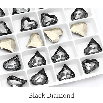 12x13mm Heart Shape Glass Pointback Rhinestones Crystal Glue-on Rhinestones Clothes Decoration Strass Stones DIY Accessories