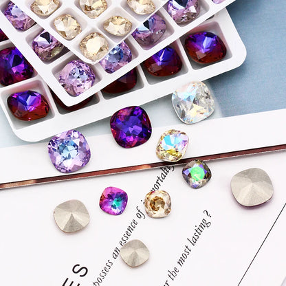 Cushion Loose Rhinestones K9 Glass Multicoloured Shimmer Piontback Strass Crystal Glue on Clothing Jewelry Accessories