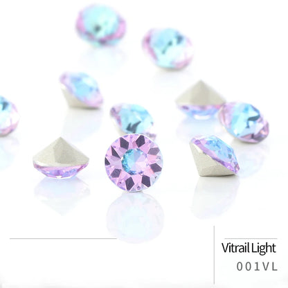 8 big 8 small Crystal AB Color Shiny Rivoli Rhinestones Point Back Round Glue On Rhinestones Nails Decoration Fancy Stones 50pcs