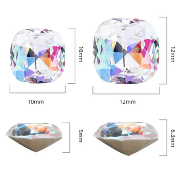 tony bead Square Shape Rhinestones Glue On Nails K9 Glass Multicoloured Shimmer Piontback Strass Crystal Decoration Accessories