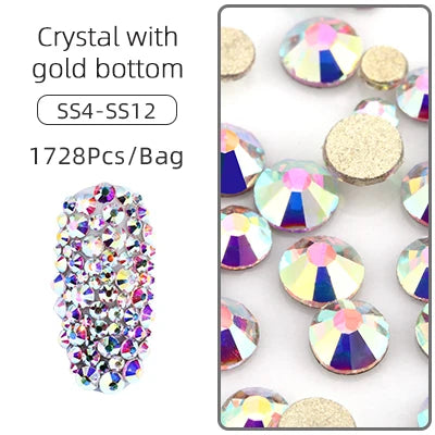 1728pcs Six Grid Mixed Round Nail Flatback Crystal Rhinestones 26 Colors Shiny Glue on Nail Art Phone Shells Make Up Rhinestones