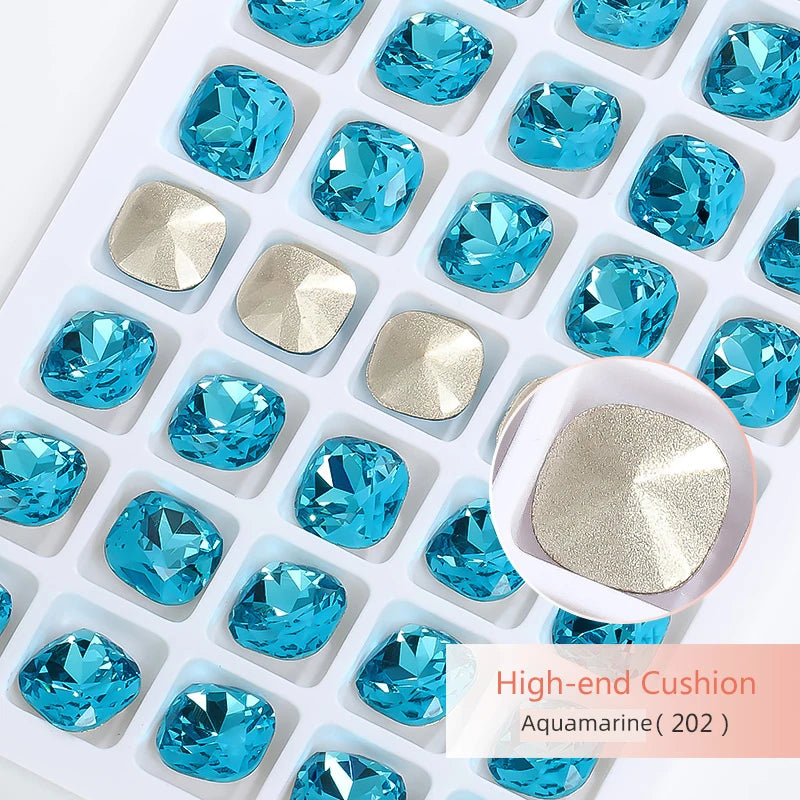 K9 Glass Crystals Crafts Pointback Loose Stones Square Crystals For Clothes Bags DIY Jewelry Decoration Garments Strass