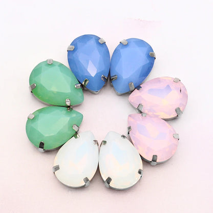 AAAAA Tear Drop Opal Crystal Sew on Stones Strass Crystal Rhinestones Flat Back Thickened Copper Claws Sew on Clothes Decoration