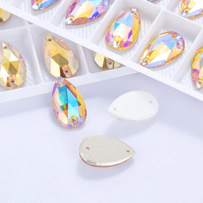 Colorful Tear Drop Sewing Rhinestones K9 Glass Rhinestones Jewelry Accessories Wedding Dress Crystals Stones