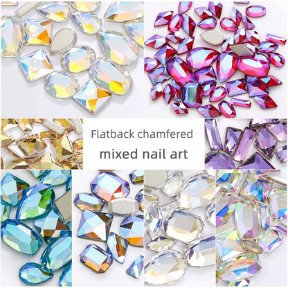 20Pcs/Lot Glitter Mixed Flatback Rhinestones Nail Art Accessories Crystals for Nails Self-adhesive Rhinestones Glass DIY Jewelry