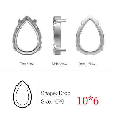 50pcs All Shapes All Sizes Copper Claws High Quality Metal Base Setting for Rhinestones Crystals Sew on Clothing Crafts