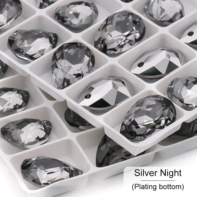 New Design Glitter Drop Rhinestones Pendants High Quality Glass Crystal Beads Jewelry Making DIY Accessories Pendant Beads