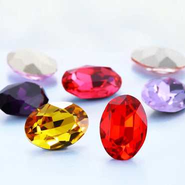 Oval Jewelry Accessories Colorful Violet Light Siam Piontback Loose Rhinestones K9 Glass Strass Crystal Glue on Clothes