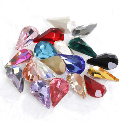 8x13mm Nail Art Rhinestones Glitter AB Color Crystal Stone Drop Shape Pointback Nail Gems Strass cristal pedras e cristais