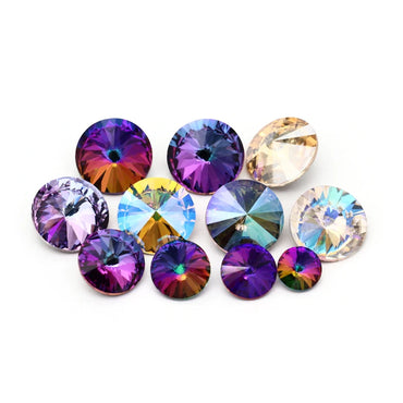 Iridescent Series 8 Colors Rivoli Fancy Pointback Loose Rhinestones Glass Strass Crystal for Clothes Cratfts Jewelry Decoration