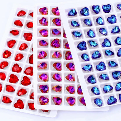 20pcs 14mm Glass Strass For Clothes Bags Nails Decoration Pointback Glue On Rhinestones DIY Heart Rhinestones Crystals