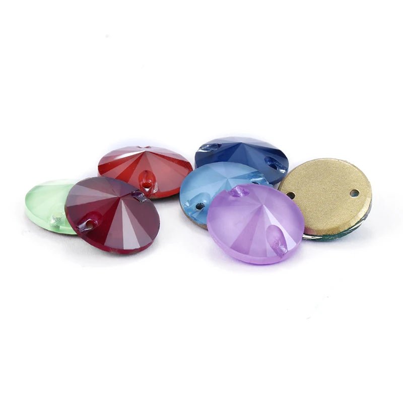 16 Colors Mix Mocha Series Colorful Round K9 Glass Rivoli Sew on Rhinestones Flat Back Strass Crystal Buttons Sew on Clothing - tony beads