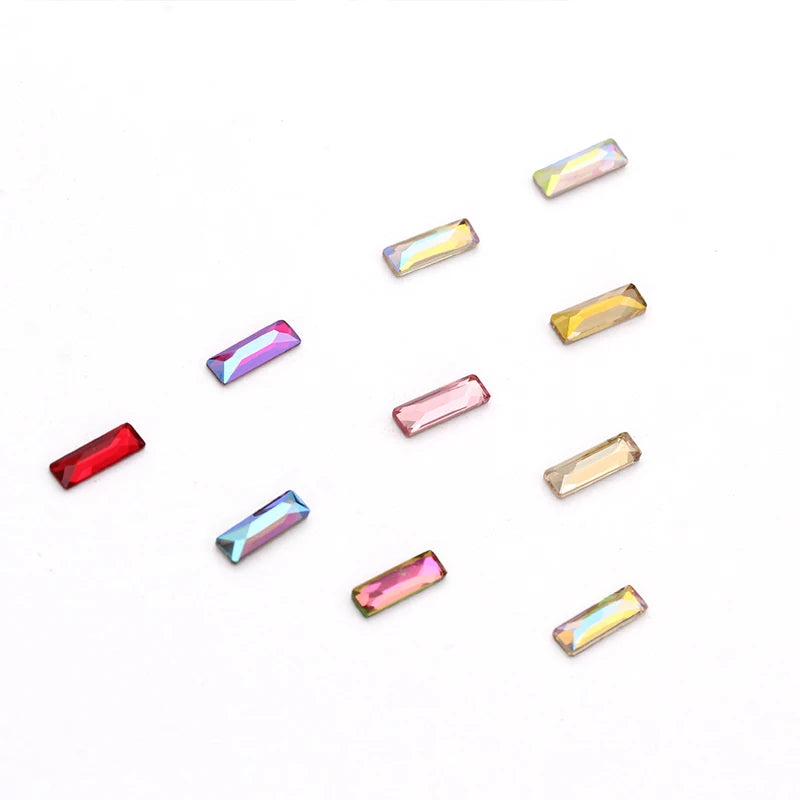 Baguette Small Crystal Rhinestones Nail Art Flatback Loose Rhinestones Glittery Crystal Strass Glue on Nails Clothes Bags Dress