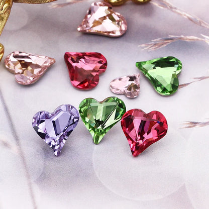 12x13mm Heart Shape Glass Pointback Rhinestones Crystal Glue-on Rhinestones Clothes Decoration Strass Stones DIY Accessories