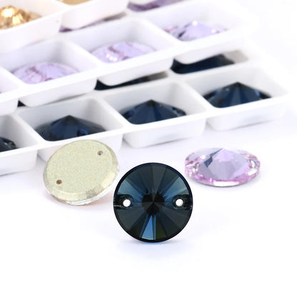 12mm Fancy Round Shape K9 Glass Crystal Sew on Rhinestones Flatback Buttons  Decorations Sew on Clothing Crafts