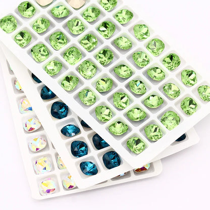 All Sizes Bright Shining Fat Square K9 Loose Rhinestones Piontback Strass Crystal Glue on Clothing Jewelry Accessories