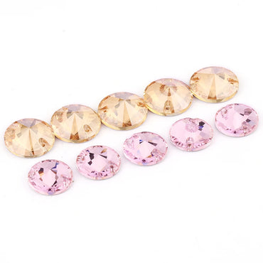 10mm Shining Shimmer Round K9 Glass Rivoli Sew on Rhinestones Flat Back Strass Crystal Buttons Sew on Clothing Crafts Handicraft