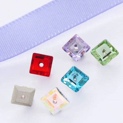 Square Shape Glass Beads Rhinestones 6mm Bracelets Decoration Beads Strass Jewelry Making Accessories