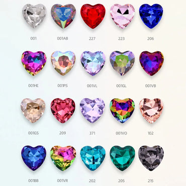 20pcs 8mm Heart Rhinestones Crystals High Quality Glass Strass Loose Stones Pointback Glue On Rhinestones Heart Strass